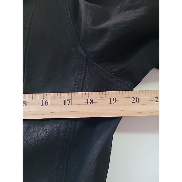 DG2 Moto Jacket M Black Denim Jean Rhinestone Trim Zippers Pockets Epaulets - Picture 14 of 16